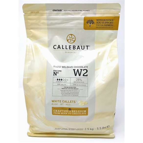 Fehér csokoládé pasztilla 2,5kg 28% Cellabaut (W2)