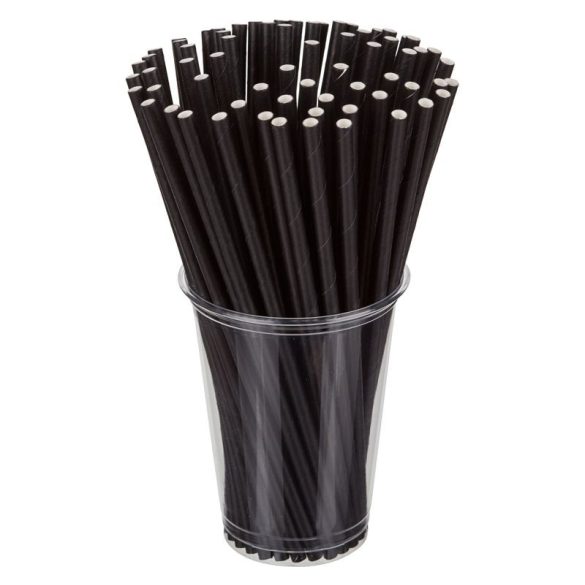 Szívószál fekete 100db-os erős nagy (PAPÍR,205mm, 3800db/#)