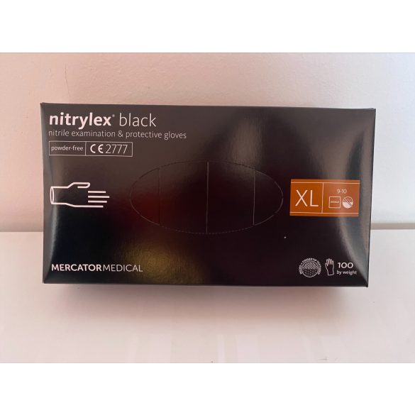 Gumikesztyű 100db-os (nitril, púdermentes) "XL" fekete Nitrylex